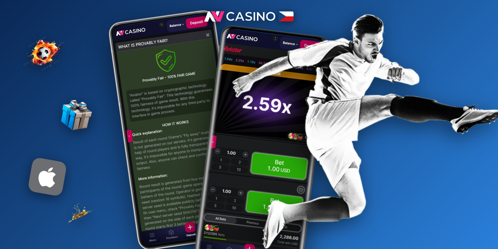 Screenshot Aviator online v NV Casino s panelem auto-bet a auto-cashout