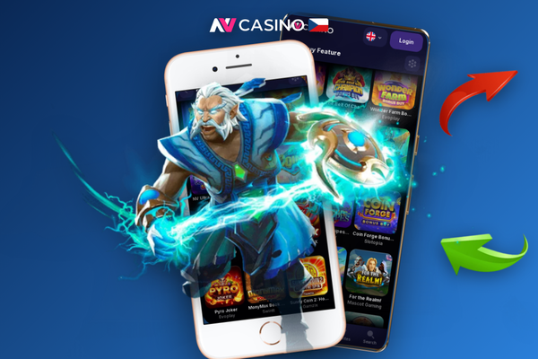 Přihlašovací obrazovka NV Casino aplikace s biometrickým otiskem prstu pro rychlý vstup